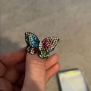 Multicolored Bejeweled Butterfly Ring